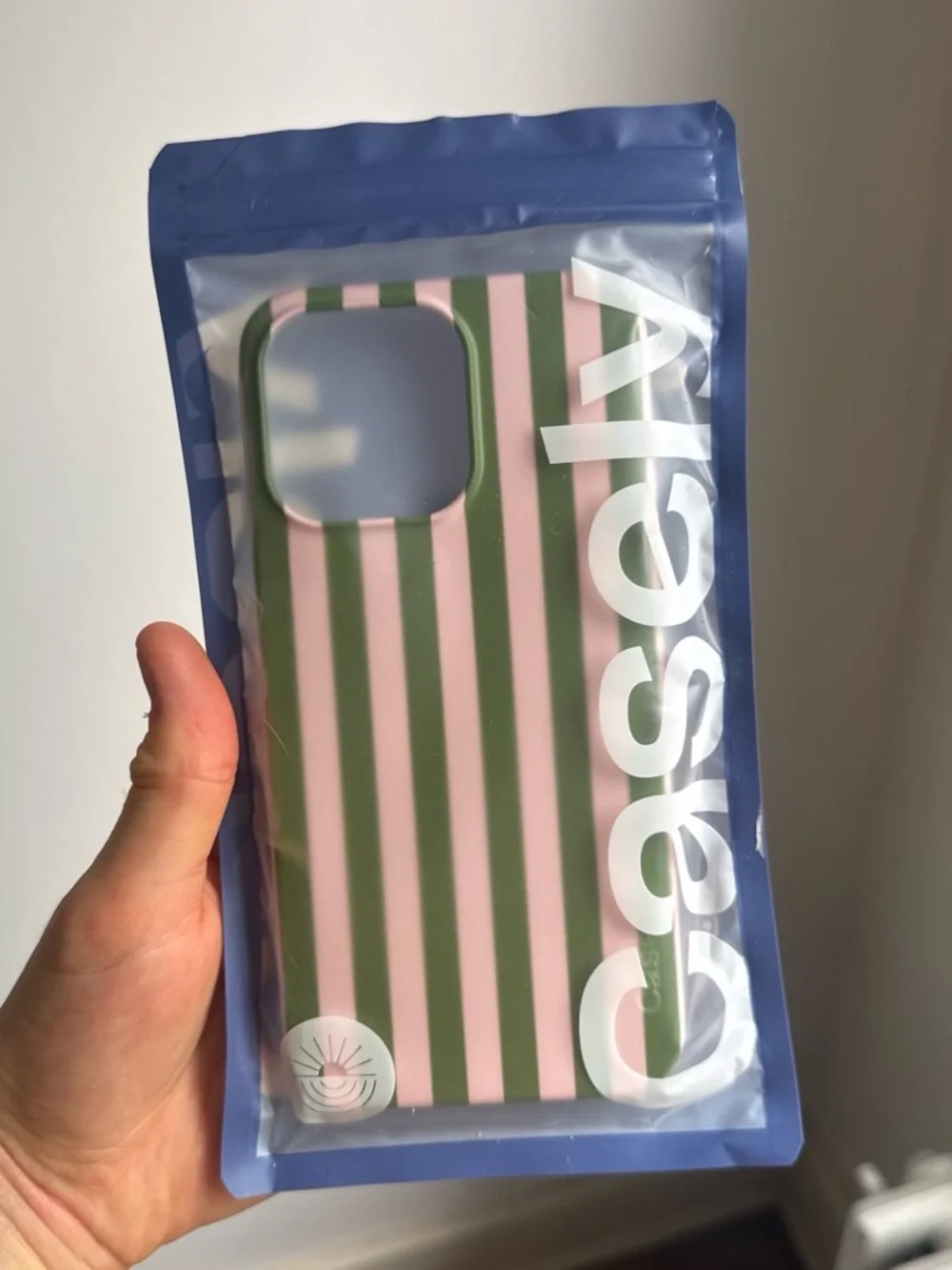 Pink and Green Striped iPhone Case – Protective Silicone Cover